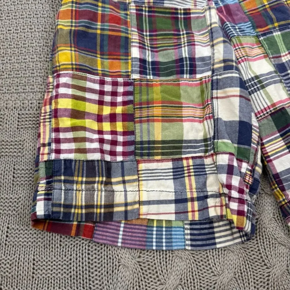 Ralph Lauren Vintage 90s Madras Patchwork Multicolor Plaid Kids Shorts ~ 12
